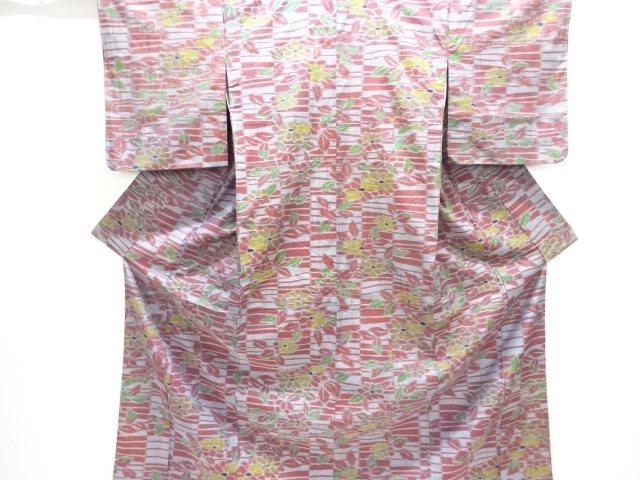JAPANESE KIMONO / UNUSED TATEBUSHI TSUMUGI / WOVEN FLOWER 
